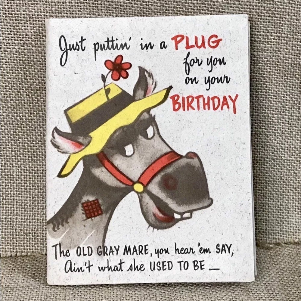 Vintage Horse Of A Different Color Poster Jumbo Greeting Card Kitsch Whimsical